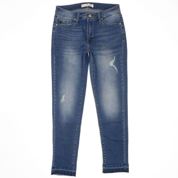 KanCan Denim - KanCan Jeans Juniors 9/28 Skinny Distressed Released Hem Blue Stretch 28 x 27